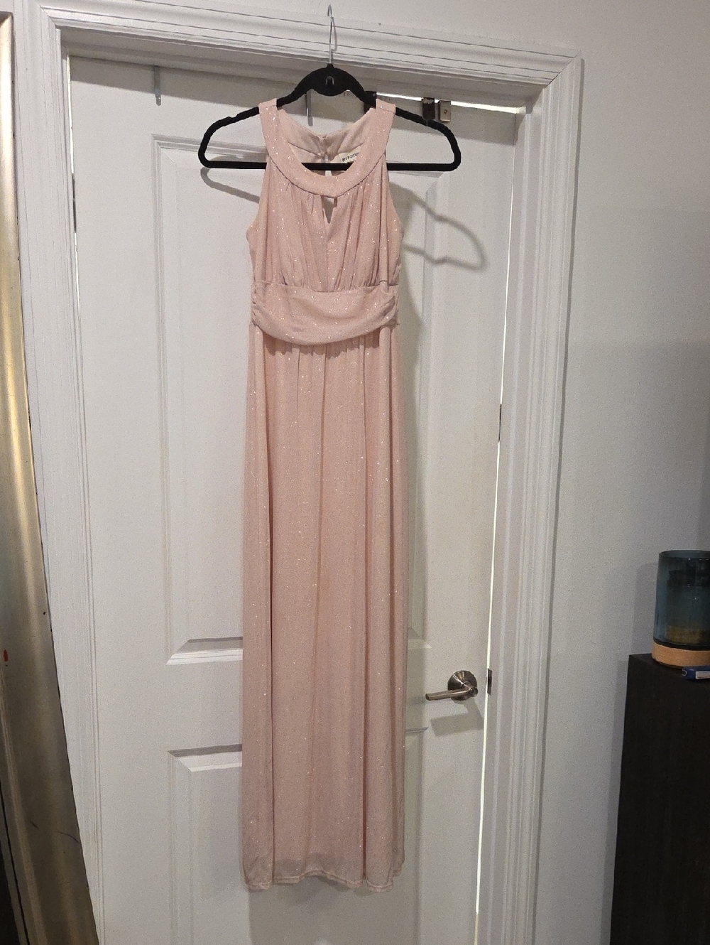 Enfocus Studio Pale Pink Sparkle Halter Maxi Dress Size 4!
